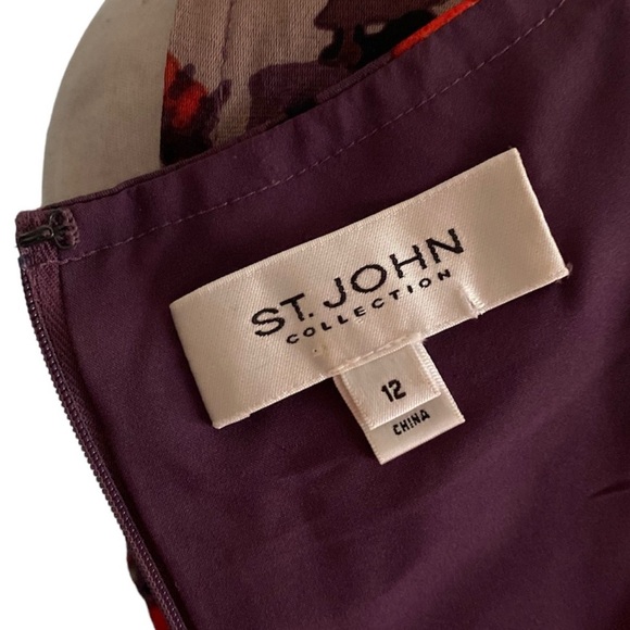 St John Floral Sleeveless Dress - Orange and Black - Picture 4 of 5